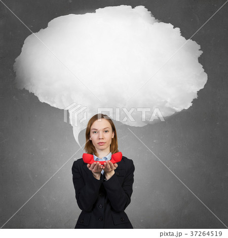 Woman with red handset Woman with red handset 37264519