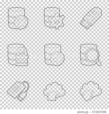 Storage technology icons set, outline style 37264596