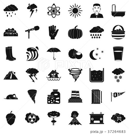 Lightning icons set, simple style 37264683