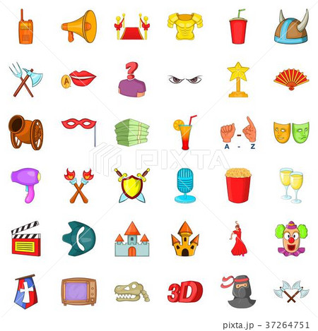 Cinema icons set, cartoon style Cinema icons set, cartoon style 37264751