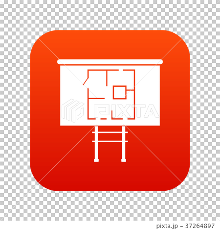 Project of house on a board icon digital red 37264897