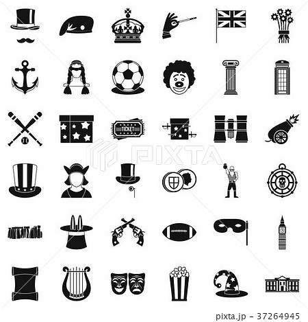 Top hat icons set, simple style 37264945