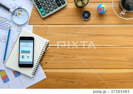 Office desk table with alot of things 37265465