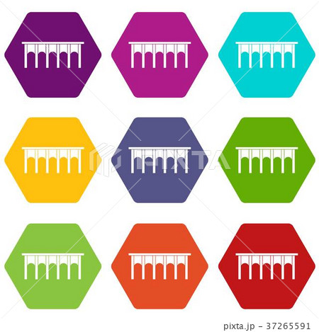 Bridge icon set color hexahedron 37265591