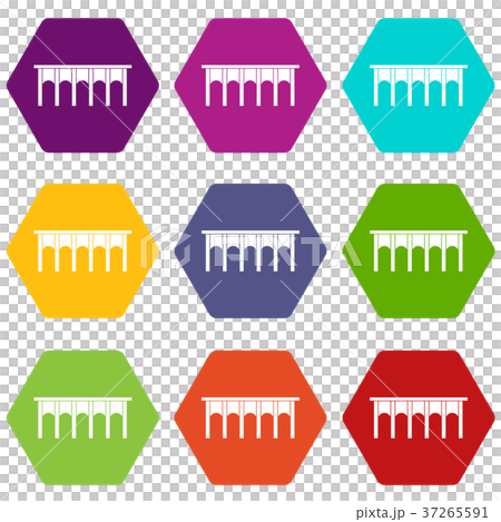 Bridge icon set color hexahedron 37265591