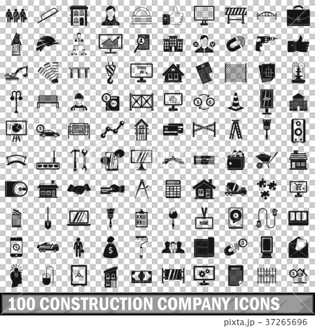 100 construction company icons set, simple style 100 construction company icons set, simple style 37265696