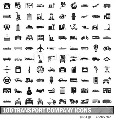 100 transport company icons set, simple style 37265702