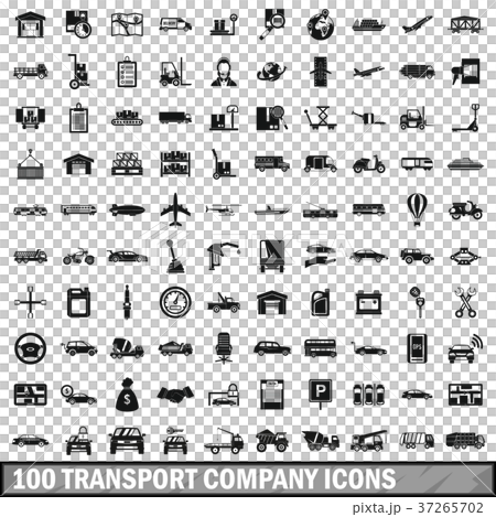 100 transport company icons set, simple style 37265702