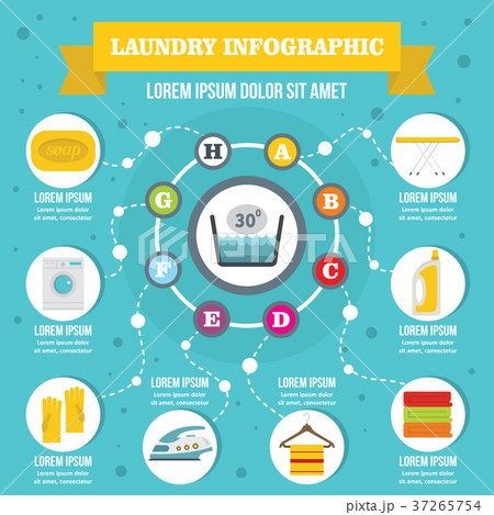 Laundry infographic concept, flat style 37265754