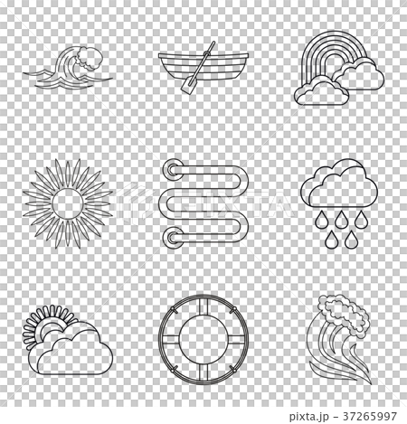 Water trip icons set, outline style Water trip icons set, outline style 37265997