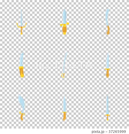 Sword and dagger icons set, cartoon style Sword and dagger icons set, cartoon style 37265999