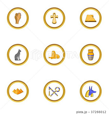 Egypt icons set, cartoon style Egypt icons set, cartoon style 37266012