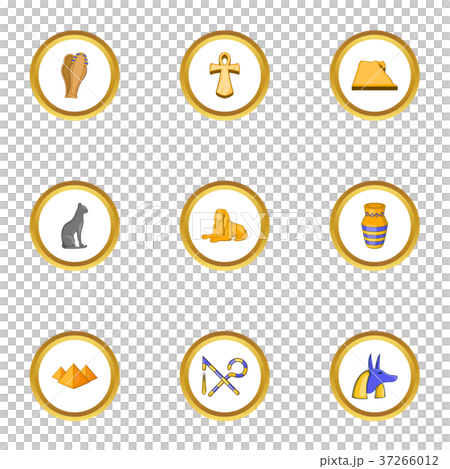 Egypt icons set, cartoon style Egypt icons set, cartoon style 37266012