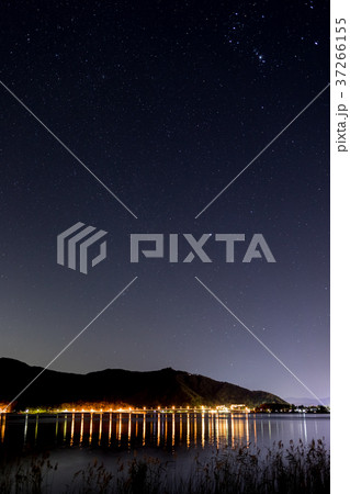河口湖大橋 夜景 星空 河口湖大橋 夜景 星空 37266155