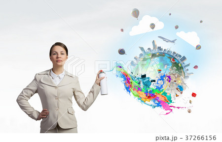Woman spraying paint Woman spraying paint 37266156
