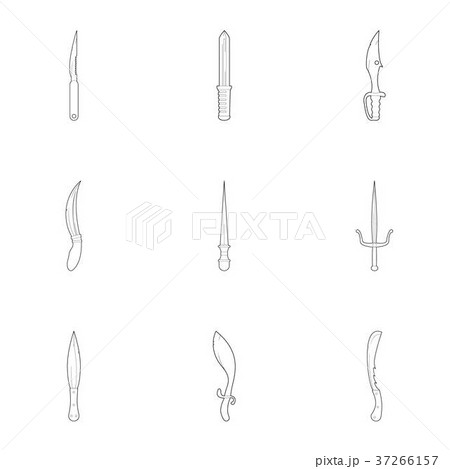 Dagger icons set, outline style 37266157