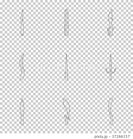 Dagger icons set, outline style 37266157