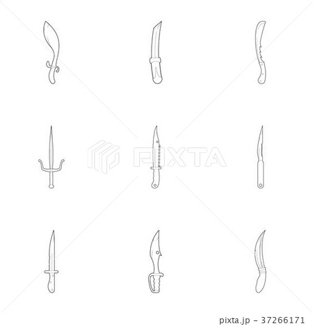 Throwing weapons icons set, outline style Throwing weapons icons set, outline style 37266171