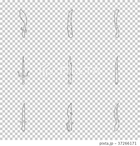 Throwing weapons icons set, outline style Throwing weapons icons set, outline style 37266171