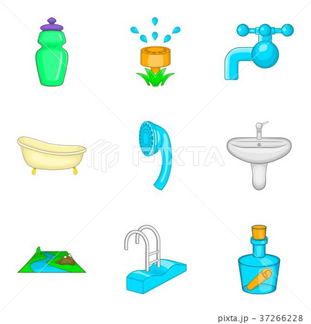 Backwash icons set, cartoon style Backwash icons set, cartoon style 37266228