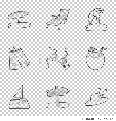 Summer holidays icons set, outline style Summer holidays icons set, outline style 37266252