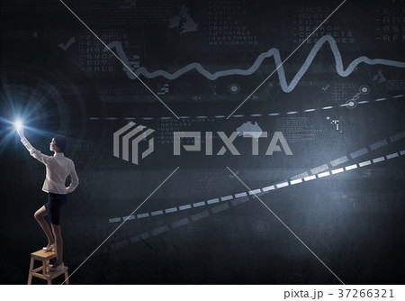 Businesswoman touching icon 37266321