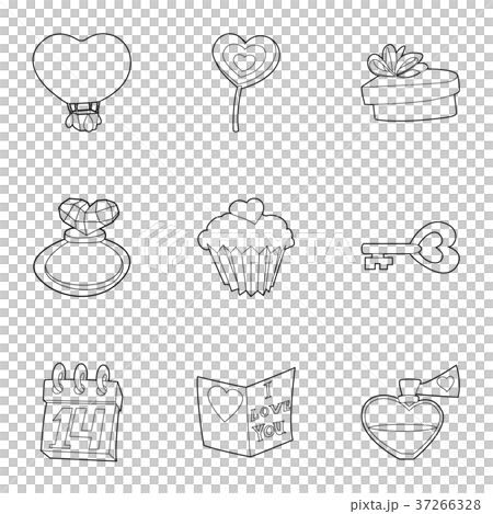 Saint valentine day icons set, outline style Saint valentine day icons set, outline style 37266328