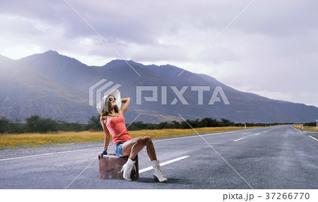 Pretty brunette retro hitchhiker 37266770