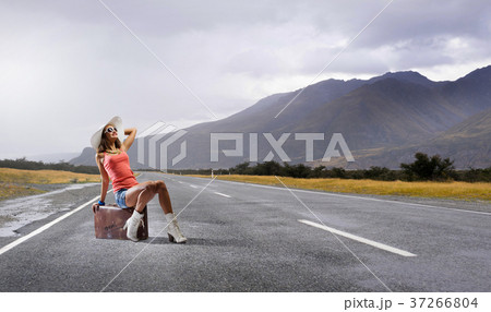 Pretty brunette retro hitchhiker 37266804