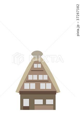 街の建物合掌造りのイラスト素材