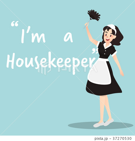 Housekeeper character with broom 37270530