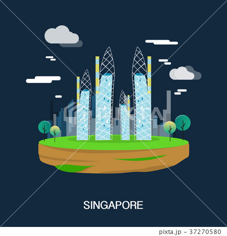Beautiful buildings in Singapore illustration Beautiful buildings in Singapore illustration 37270580