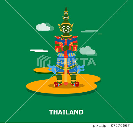 Colorful giant statue in Thailand illustration Colorful giant statue in Thailand illustration 37270667