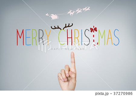 A finger pointing merry christmas word 37270986