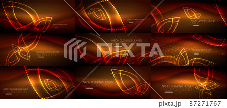 Set of neon leaves abstract backgrounds 37271767