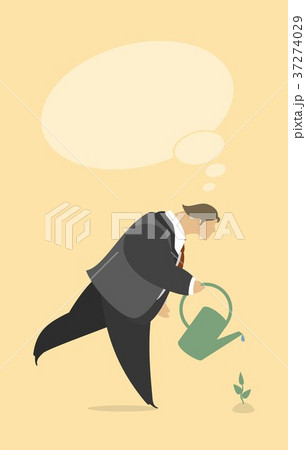 Stylized man watering a plant 37274029