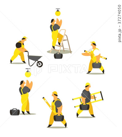 set of workers in working clothes 37274050
