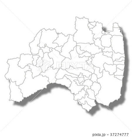福島 地図 白 アイコン のイラスト素材