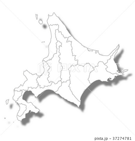 北海道 地図 白 アイコン のイラスト素材