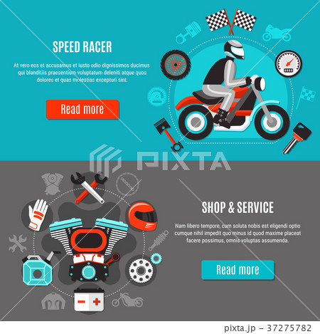 Biker Flat Horizontal Banners 37275782