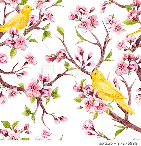 Watercolor spring floral vector pattern 37276938
