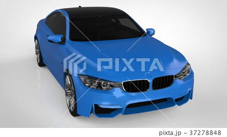 Blue shiny sports car in the coupe. 3d rendering. Blue shiny sports car in the coupe. 3d rendering. 37278848
