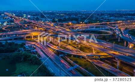 Bangkok Expressway, Top view over the highway Bangkok Expressway, Top view over the highway 37280525