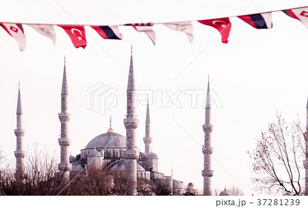 Blue Mosque Istanbul, with small flags 37281239