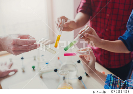 Pupils doing biochemistry research, stem education Pupils doing biochemistry research, stem education 37281433