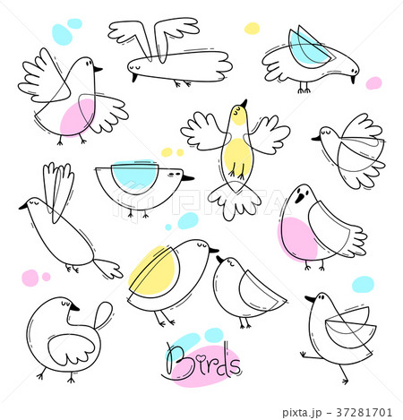 Set variety of abstract birds. Simple line design Set variety of abstract birds. Simple line design 37281701