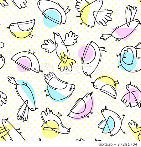 Seamless pattern with abstract cute birds. Simple Seamless pattern with abstract cute birds. Simple 37281704