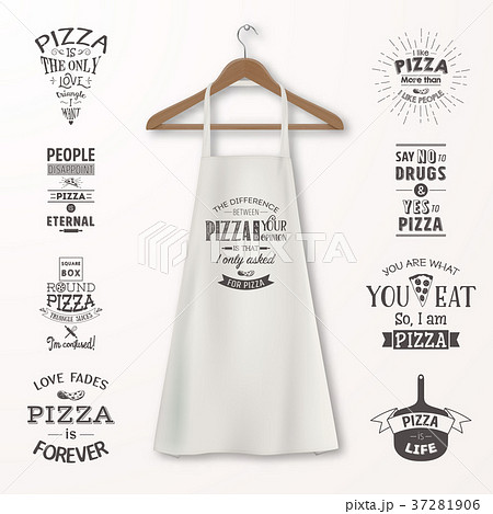 Vector realistic white cotton kitchen apron with 37281906
