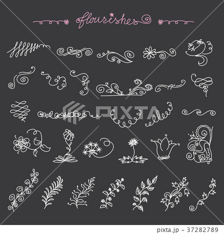 hand drawn design elements: flowers, wreaths hand drawn design elements: flowers, wreaths 37282789
