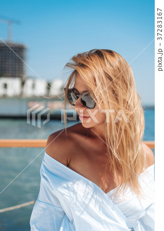 beautiful woman on a beach bed beautiful woman on a beach bed 37283167